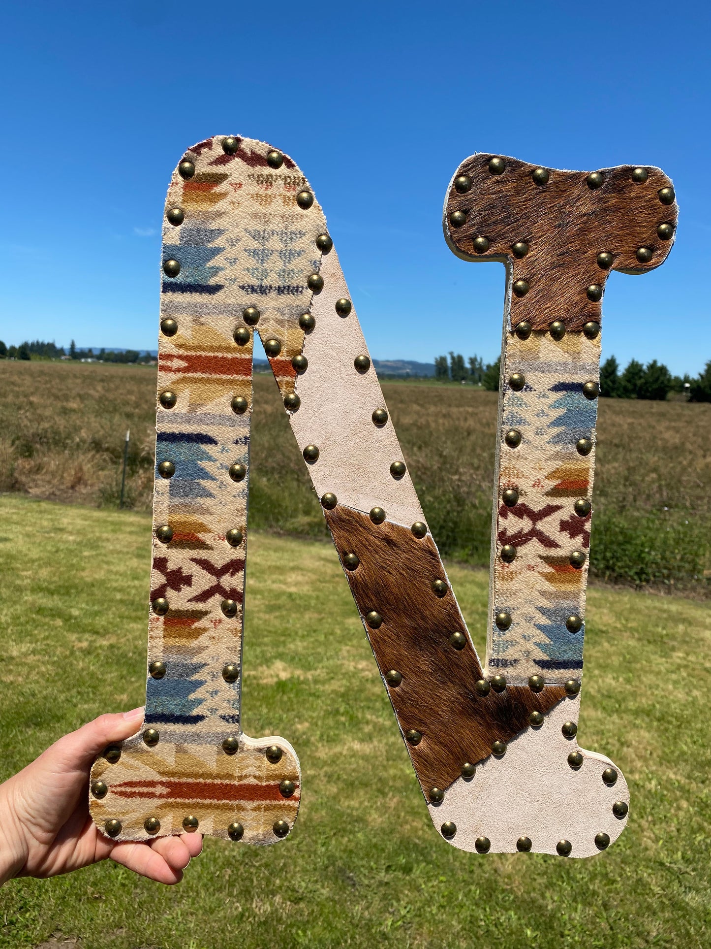 CUSTOM  Cowhide & Pendleton Letter